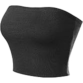 MixMatchy Women's Double Layered Basic Casual Strapless Backless Bandeau Bra Tube Tops