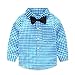 Yilaku Toddler Boys Outfits Suit Infant Clothing Newborn Baby Boy Clothes Sets Gentleman Plaid Top+Bow Tie+Suspender Pants(9-12 Months, Blue)