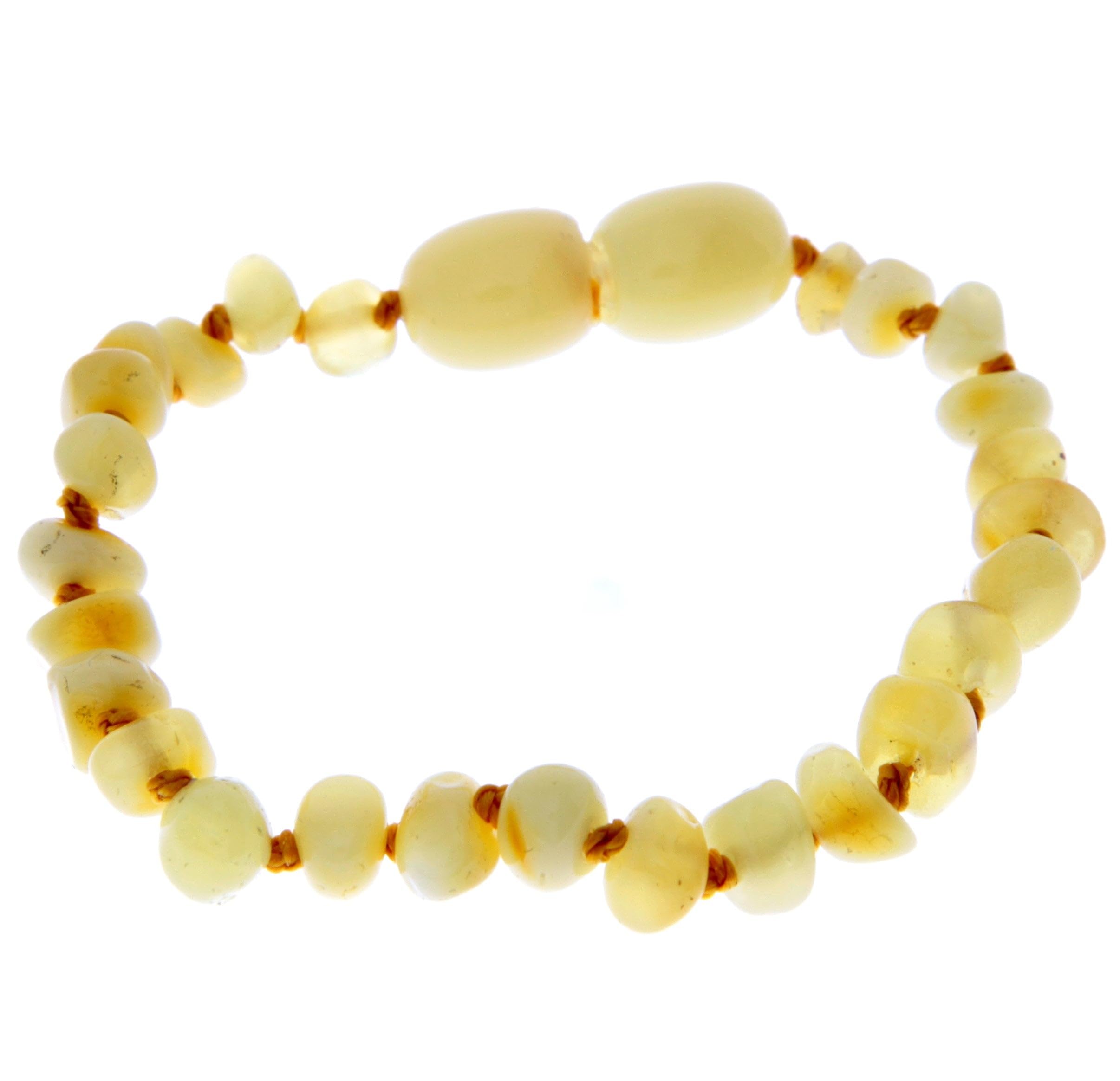 SilverAmber New Baltic Amber Anklet Bracelet Lemon - Handmade 100% Genuine Amber Beads - Premium Quality - Size 15 CM