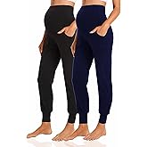 V VOCNI Women's Maternity Pants Maternity Activewear Jogger Track Cuff Sweatpants Over The Belly Stretchy Pregnancy Pants