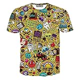 FaPlus Men's Fashion Cartoon Print 3D Short Sleeve T-Shirts M
