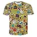 FaPlus Men's Fashion Cartoon Print 3D Short Sleeve T-Shirts XL