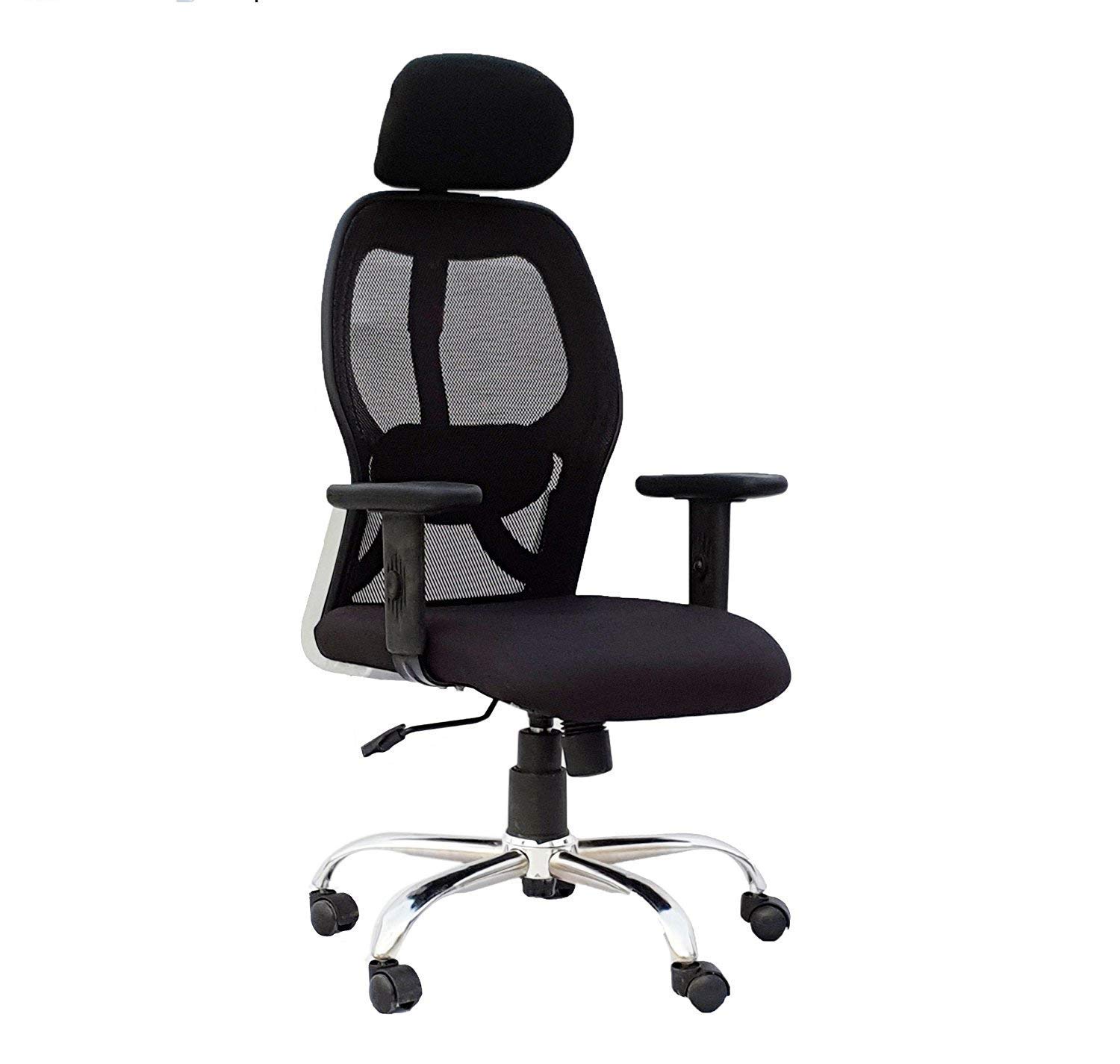 SEAT CHACHA Pollo Chrome Base High Back Adjustable Arms Home Office Revolving Executive Chair