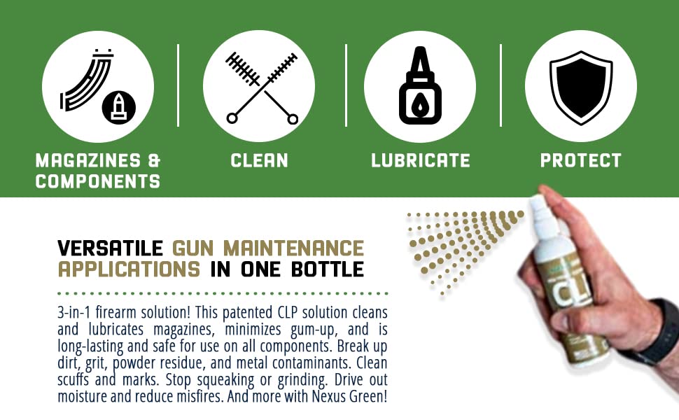 Nexus Green Non Toxic, Odor Free, Environmentally Friendly CLP American Made Gun Cleaner, Non