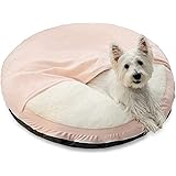 Patas Lague Round Calming Dog Bed with Hooded Blanket for Medium Dogs 30x4 Inch, Pet Cat Cuddler Cave Bed with Removable Wash