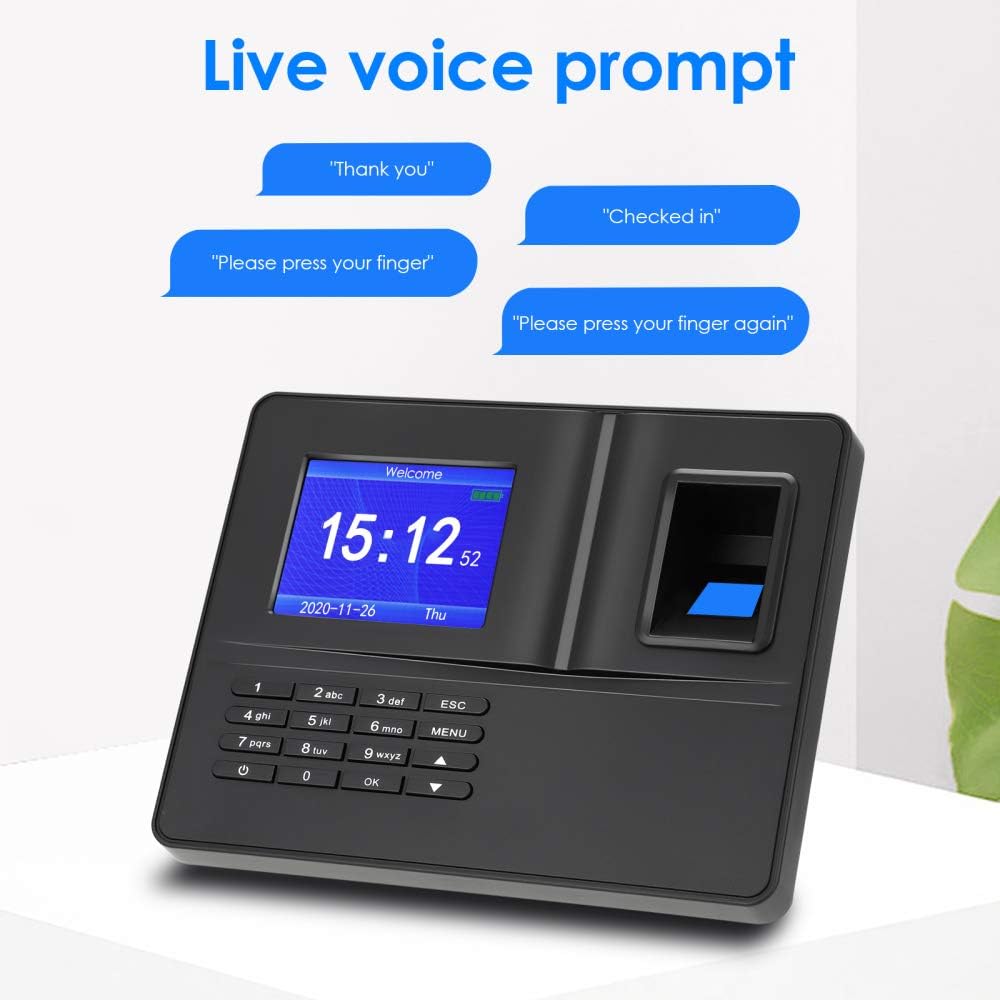 Time Clocks for Employees, Self-Contained Fingerprint Attendance Machine Proximity Time Clock Online Work Attendance Check-in Machine (Black) : Electronics
