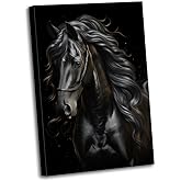 ZHOUWALLPIC Horse Canvas Wall Art Black Horse Poster Running Animals Picture Elegant Prints for Hallway Office Decor(Animal-3,16L x 24W)
