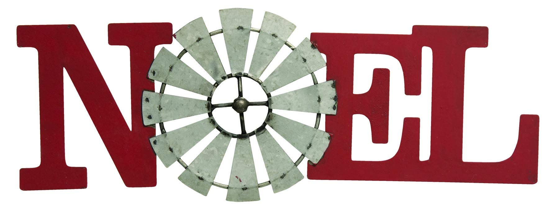 Col House Designs "Joy" or "Noel" Red Windmill Metal Sign - Farmhouse Decor - Christmas Decor - Rustic Wall Decor (Noel)