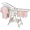Kaixin Rabbit Foldable Clothes Drying Rack has 21 Rods, Non-Slip Buckle, Shoe Rack and Wheels ，Stainless Steel Laundry Drying Rack,Collapsible for Easy Storage,Rust-Proof,Works Both Indoors and Out