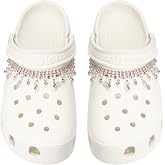 Bellaqueo Bling Shoe Charms for Girls, Luxury Silver Tassel Bling Shoe Chains for Women, DIY Designer Rhinestone Chain for Clog Sandals, Shoes Decoration Accessories