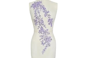 PLune Handmade Shining Acrylic Rhinestones on lace Applique Sewing Beads Stones Trim Patches Accessories for Wedding Dress (Lightpurple Right)