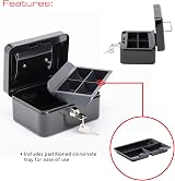 Burg-Wächter Black 6 inch Cash Box Security Money Box CB01BK 152x80x115mm view 3