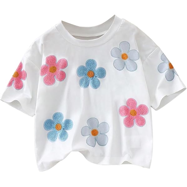 Camiseta Manga Corta Cuello Redondo Camiseta De Manga Corta Con Estampado De Estrellas Floerns Para Niña - Cuello Redondo Y Tejido Elástico Camiseta Casual Elástica
