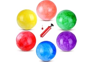 GCQJOQ 6 Pcs Marbleized Bouncy Balls - Kick Balls for Beach, School, Playground & Indoor/Outdoor Play