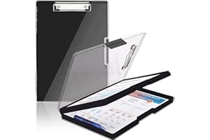 SFLHHDM Clipboard with Storage,Heavy Duty Clip Boards 8.5x11 with 2 Storage Case,Clear Visible Top Panel Storage Clipboards,Side Opening Clip Boards,Nursing Clipboard Folder Case for Office Supplies-Black