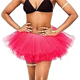 REETAN Women Tulle Tutu Skirt 6 Layered Ballet Dance Rave Tutus for Adults