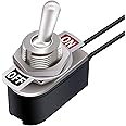 TWTADE Mini Toggle Rocker Switch 2 Pin ON/Off Latching AC 6A/125V 3A/250V SPST Heavy Duty with 5''Leads KNS-1