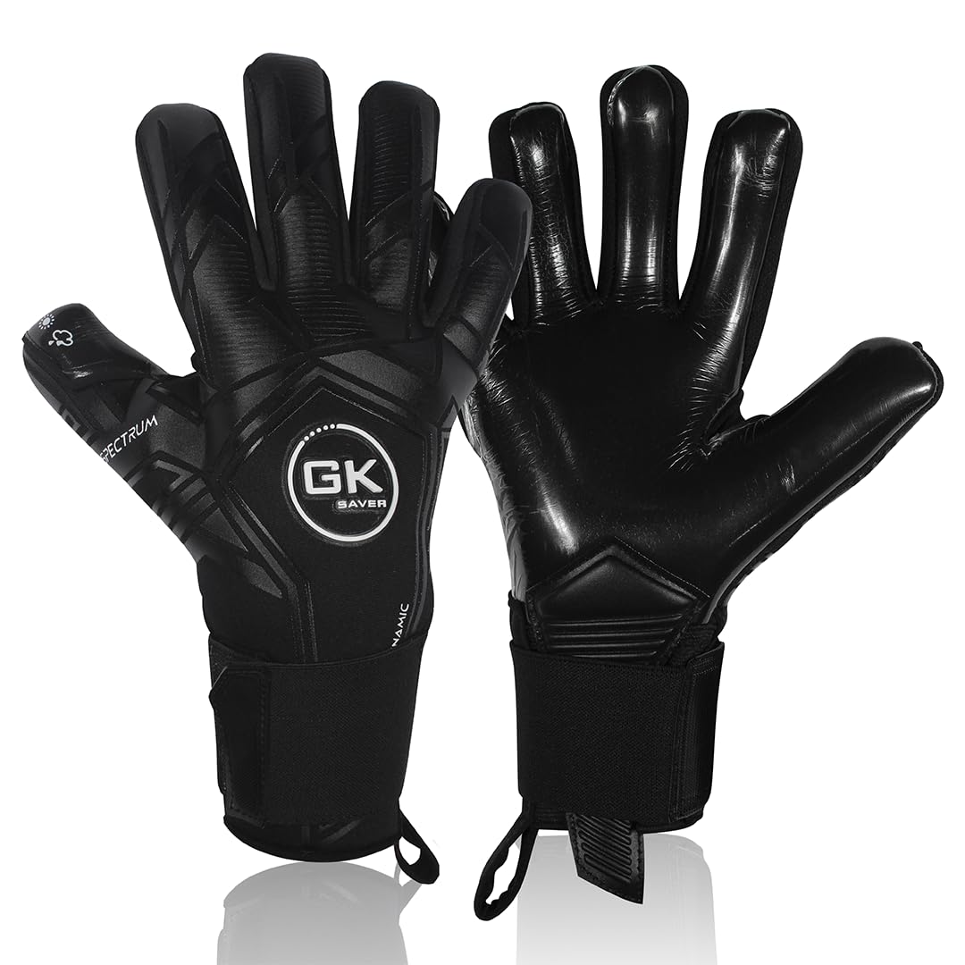 Photo 1 of GK Saver Football Goalkeeper Goalie Gloves | Anti-Slip Grip Palms | Spectrum Series | Goalkeeping GK Gloves (S4 Black Size 10)