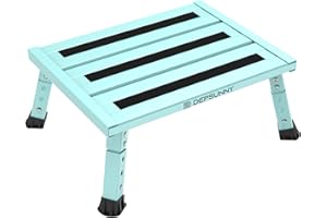 DEPSUNNY Adjustable Height Aluminum RV Step, Stable Foldable Platform Step Stool, Supports Up to 1,000 lb, Non-Slip Rubber Feet and Platform Mat, Easy to Carry (Green)
