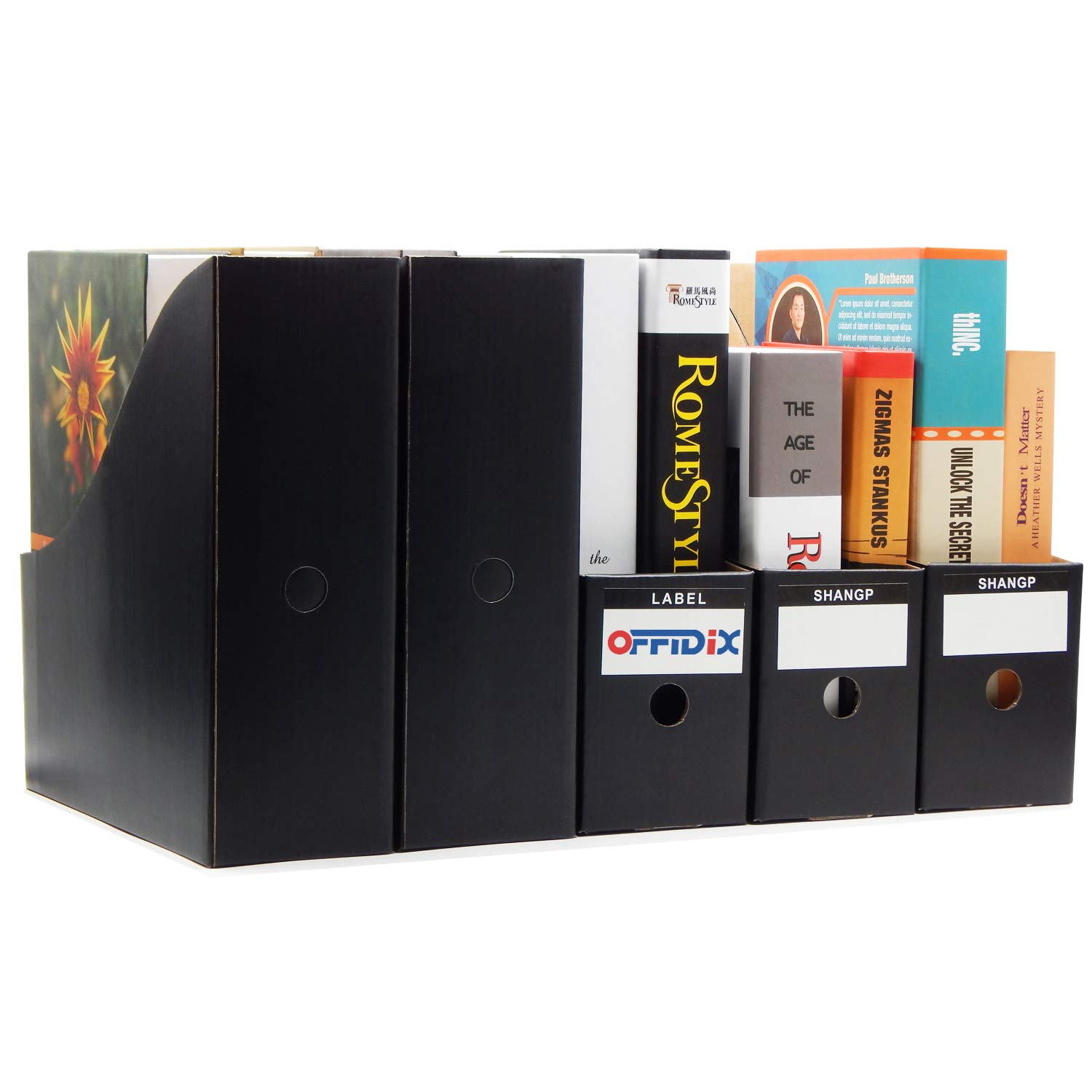 OFFIDIX Office 5 Levels Kraft Paper Desktop Storage Box A4 Document Holder Drawer Paper Organizer for Home Office DIY Paper Container Student File Storage Box Drawer Storage Cabinet (Black)