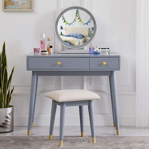 grey and wood dressing table