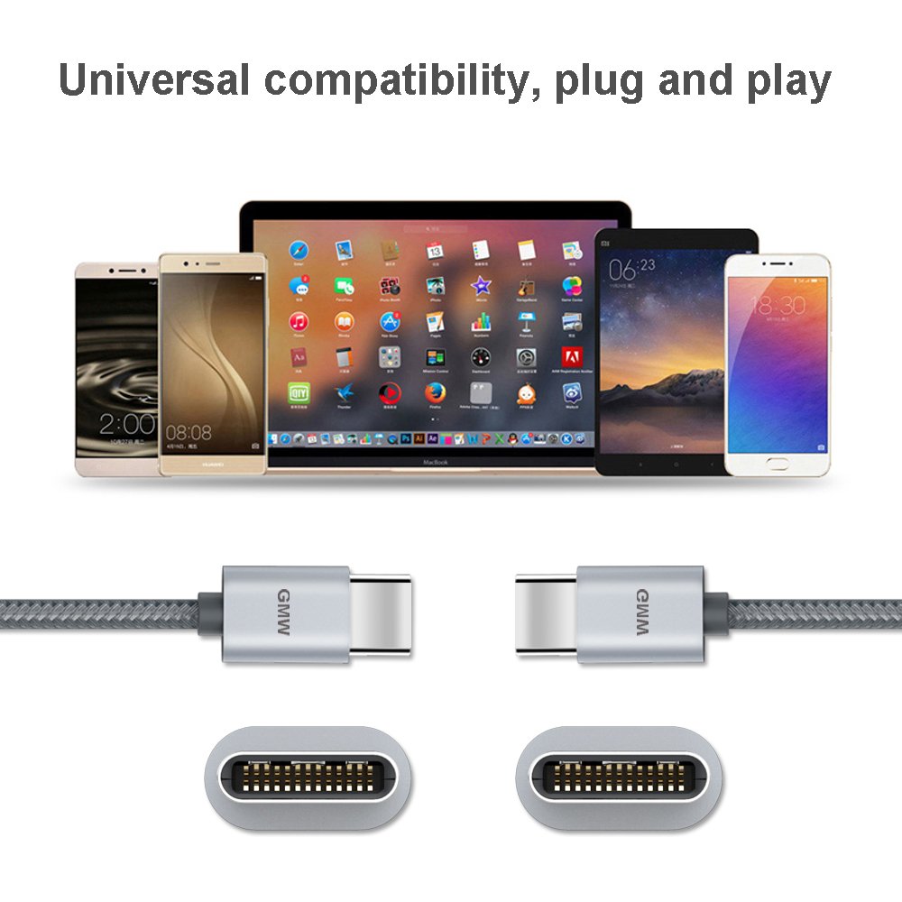 USB Type C Fast Charging Cable, GMW USB Type A to Type C Charger Cord Nylon Braided 6.6 FT 2 Pack for Huawei P20, Samsung Galaxy S9, Note 8, S8 Plus, Google Pixel