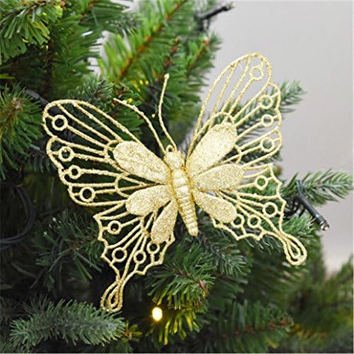 Christmas Tree butterfly Oranament ,Minertech Christmas Artificial butterfly Tree Ornament (Gold)