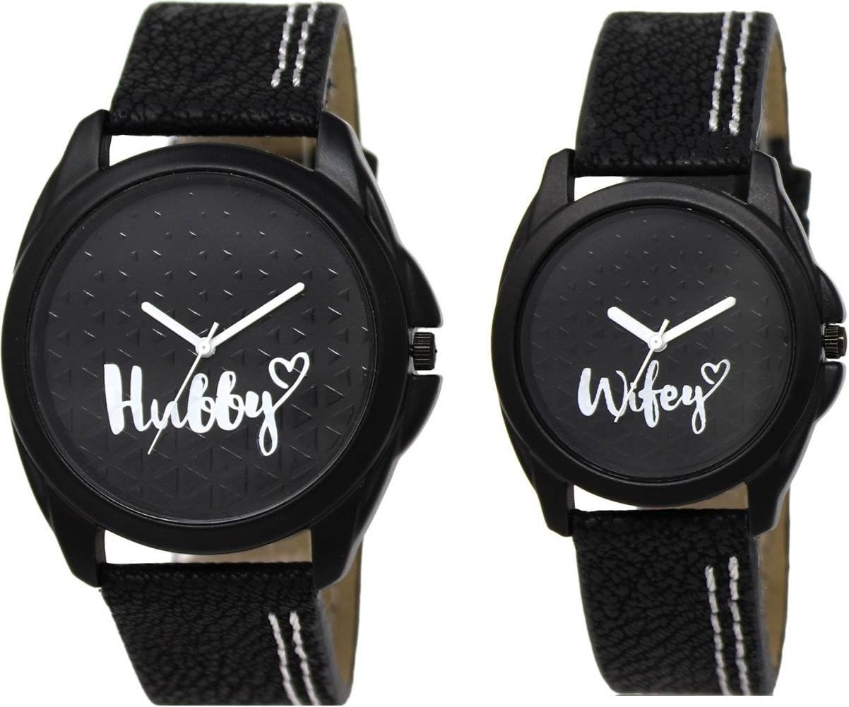 OM DESIGNER Analog Women's Watch (Black Dial Black Colored Strap) (Pack of 2)