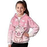 Qnxretky Girls Quarter Zip Hoodie 1/4 Hooded Neck Sweatshirt Cute Pullover Fuzzy Hoodies Versatile Outfits for 4-15 Years
