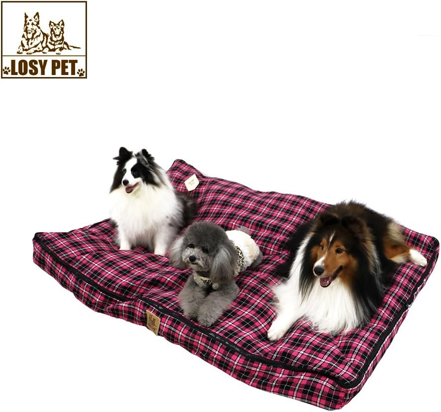LOSY PET Five-sided Waterproof Dog Bed Large Washable Mat Jumbo Super Big Pet Faux Suede Plush With Removable Washable Cover XXXL 53*39*4 inch