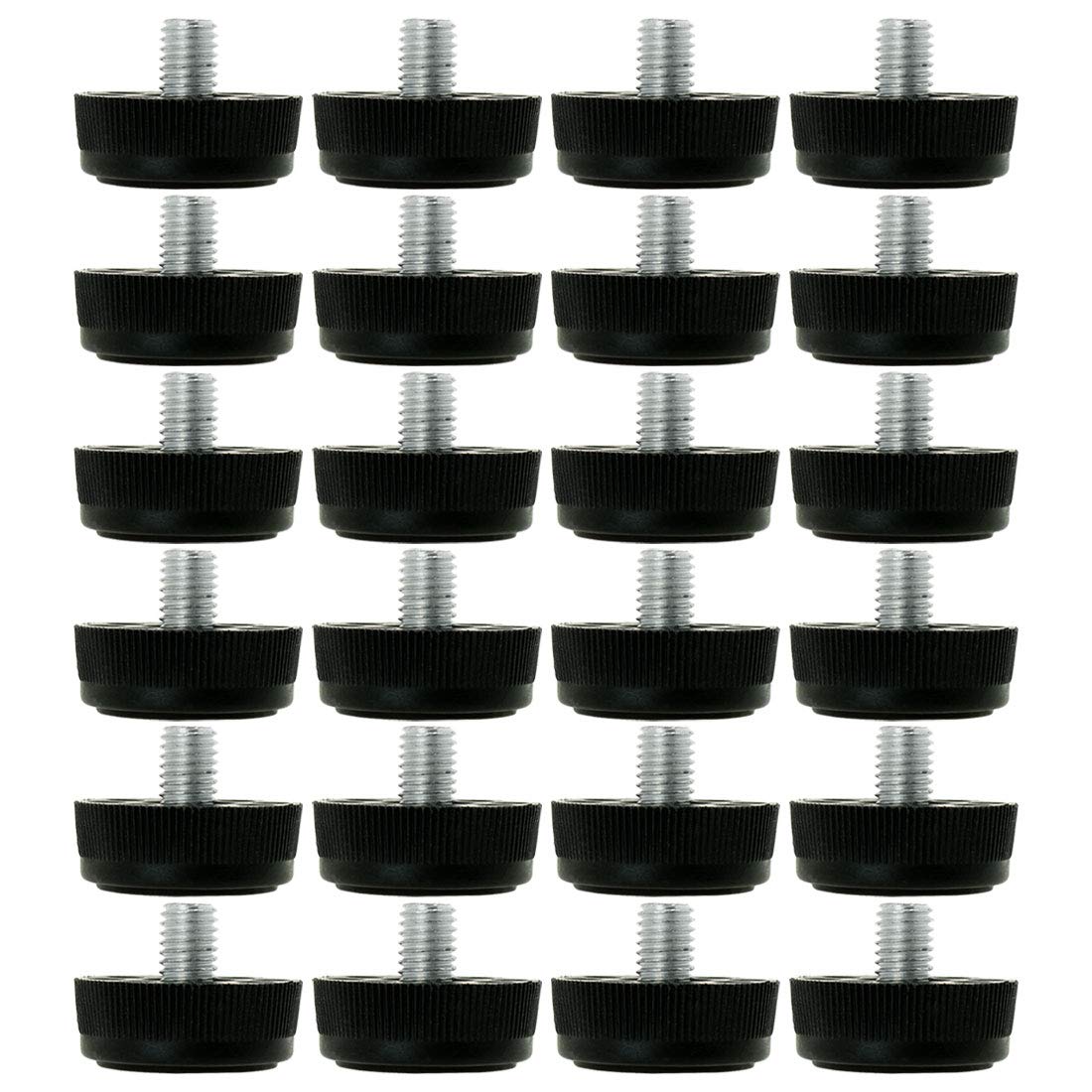 Sourcingmap M8 x 10 x 30mm Leveling Feet Adjustable Leveler Floor Protector Cover for Furniture Chair Leg 24 Pack