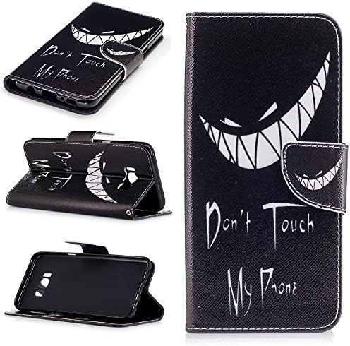 Galaxy S8 Plus Case, Don't Touch My Phone Fashionable Wristlet Magnetic PU Wallet Flip Leather Card Holder Case Stand for Samsung Galaxy S8 Plus