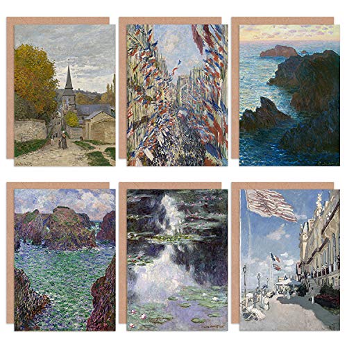 Artery8 Claude Monet Water Lillies Belle Paris Sainte Adresse Fine Art Greeting Card Pack of 6