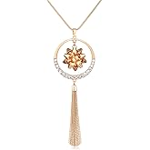 MOLOCH Christmas Necklace for Women X-Mas Gift Bow Circle Pendant Necklaces Statement Tassel Long Necklaces Festive Gift