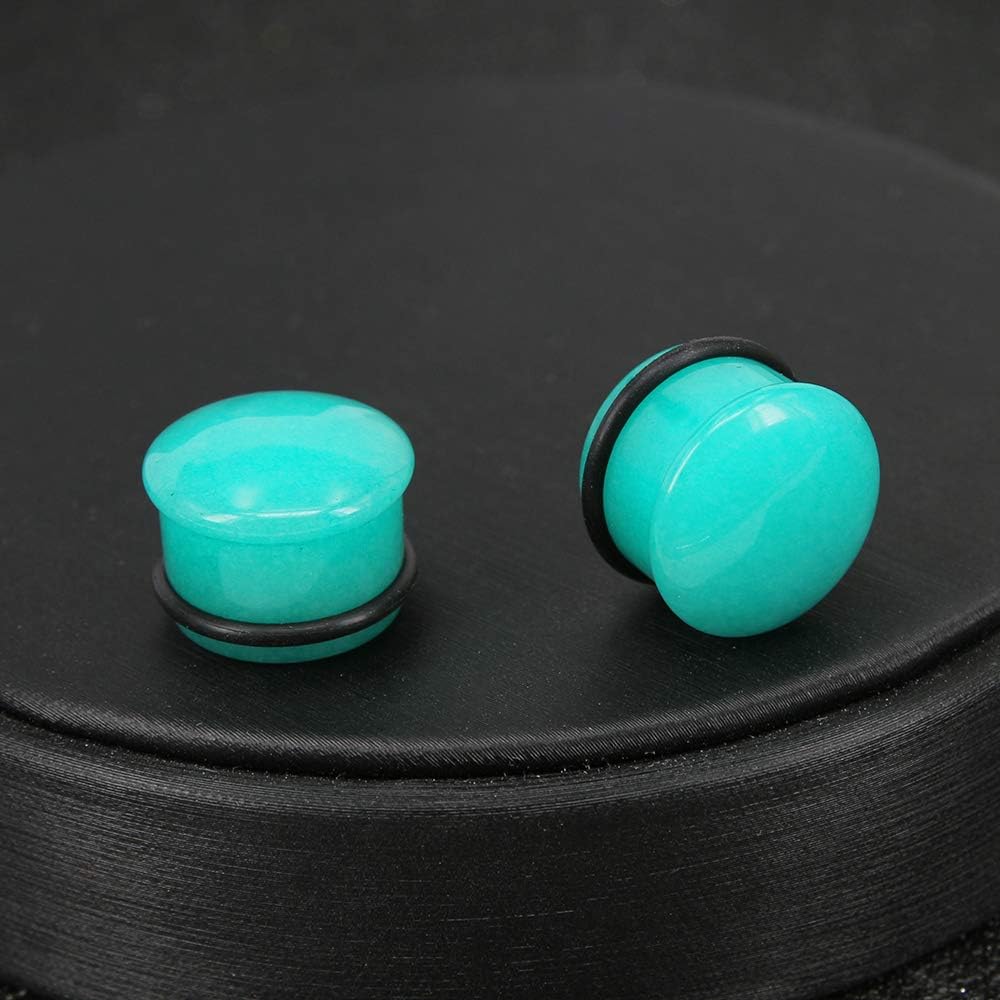 Mozambique Amazonite Natural Stone Ear Plug Ear Gauge Noble Temperament Single Flare Ear Expander Tunnel (Gauge= 2g(6mm)) - Image 5