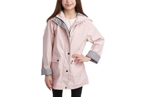 URBAN REPUBLIC Girls Rain Jacket - Wind Resistant Waterproof Slicker Shell Lightweight Kids Rain Coat with Pockets (7-16)