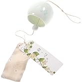 Veemoon Japanese Ceramic Wind Chimes Hanging Cherry Wind Chime Small Handmade Art Pendant Decor Craft Wind-Bell Creative Party Favor for Garden Patio Balcony Window Indoor Outdoor, Crisp Ringing