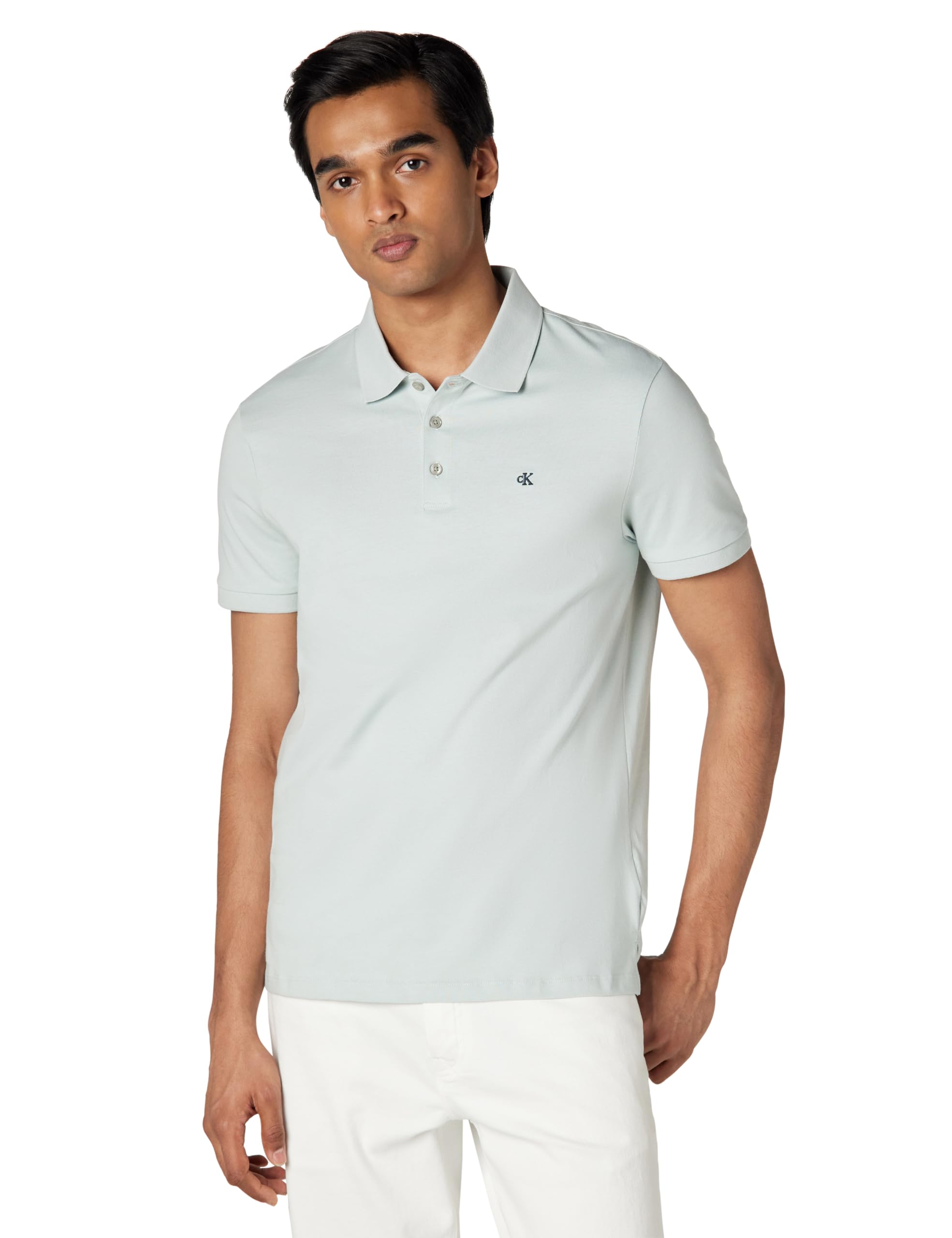 Calvin Klein Men's Smooth Cotton Monogram Logo Polo Shirt Image