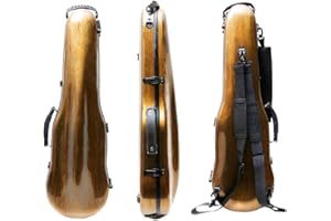 YoungMonic Violin Case 4/4 Full Size Carbon Fiber Box with Straps 2 Bows Holder Lightweight Violin Case Durable Carry Strong Violin Bags & Cases