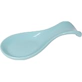 Now Designs Curved Stoneware Spoon Rest Eggshell Blue, 3.5x7.75 in