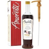 Amoretti - Premium Madagascar Bourbon Vanilla Bean Syrup, 94 Servings Per Bottle (750 ml), with Pump for Flavoring Coffees, Cocktails, and other Beverages, Gluten Free, GMO/GEO Free, Preservative Free