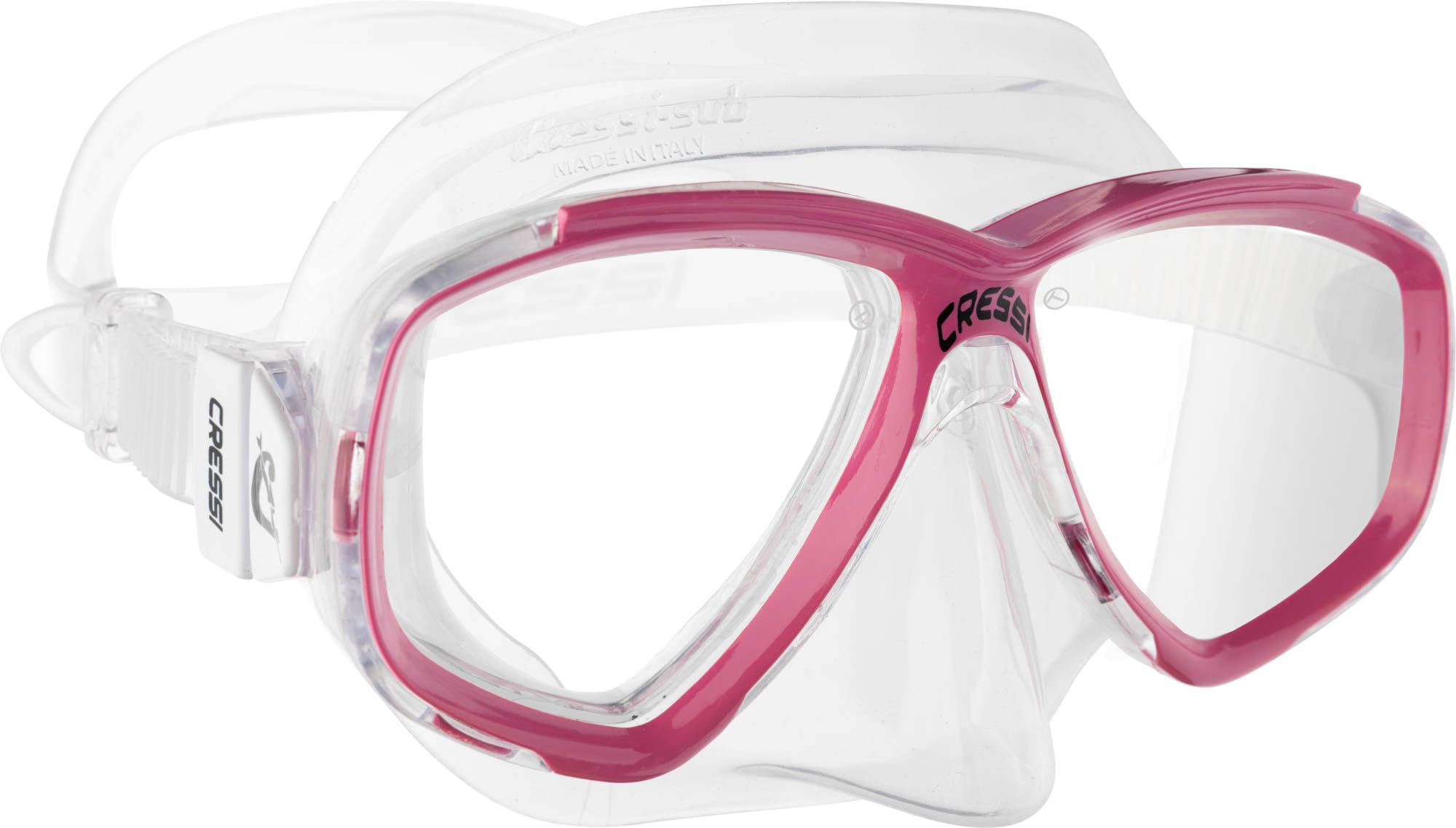 Cressi Perla Separate Glass Mask & Snorkel Set - Dry-Top Snorkel - Low-Volume Fit for Scuba - Quick Buckles for Diving Mask - Pink - One Size