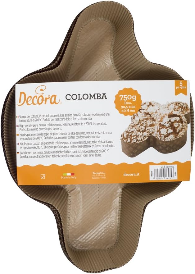 DECORA 5 "Colomba Pans, Brown, Cellulose Paper, 750 g-5 pieces, 750 g - 5 pieces