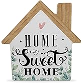 House Warming Gifts New Home Decor Sweet Home House Shaped Wooden Block Sign Housewarming Gifts New Home Ornament 2025 Desk Decor Table Tiered Tray Decor for Farmhouse Living Room Bedroom