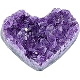 Top Plaza Natural Amethyst Crystal Gemstones Heart Amethyst Raw Cluster Geode Purple Stones Energy Balance Healing Crystal Decor 1.57"-1.97"