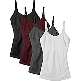 Women's Maternity Nursing Tank Tops with Built in Bra for Breastfeeding Camisoles Shirt 4Pack