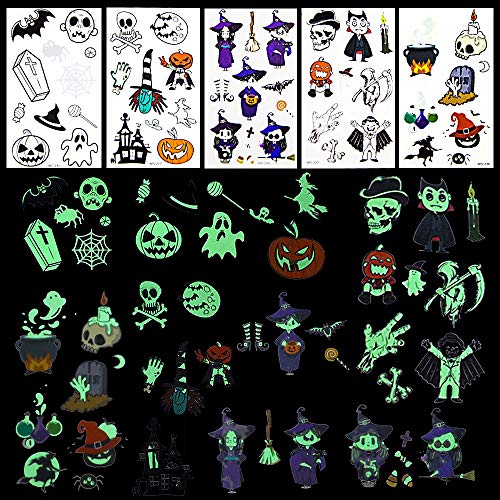 Nice2you 12 Packs Wind Up Toys Assorted Halloween Toys,25 Sheets Temporary Tattoos Skeleton Pumpkin Witch Glow Luminous Stickers for Kids Halloween Party Favors Gifts - Thumbnail 4