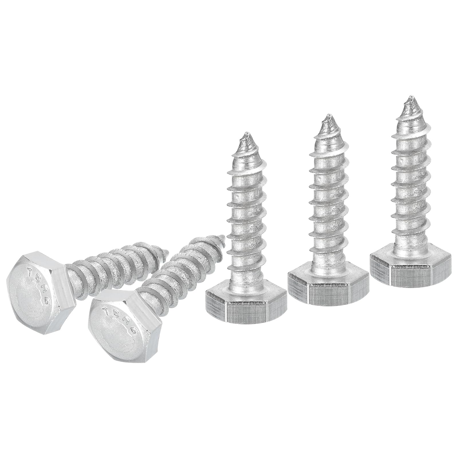 DTGN 1/4" x 1" Hex Lag Bolts - 20 Pack - for Woodworking, Furniture - 304 Stainless Steel Full Thread Hexagon Head Lag Screws for Wood - Silver