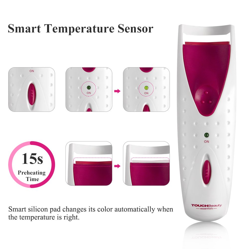TOUCHBeauty Heated Eyelash Curler with silicone Pad Red TB-2003 : Beauty