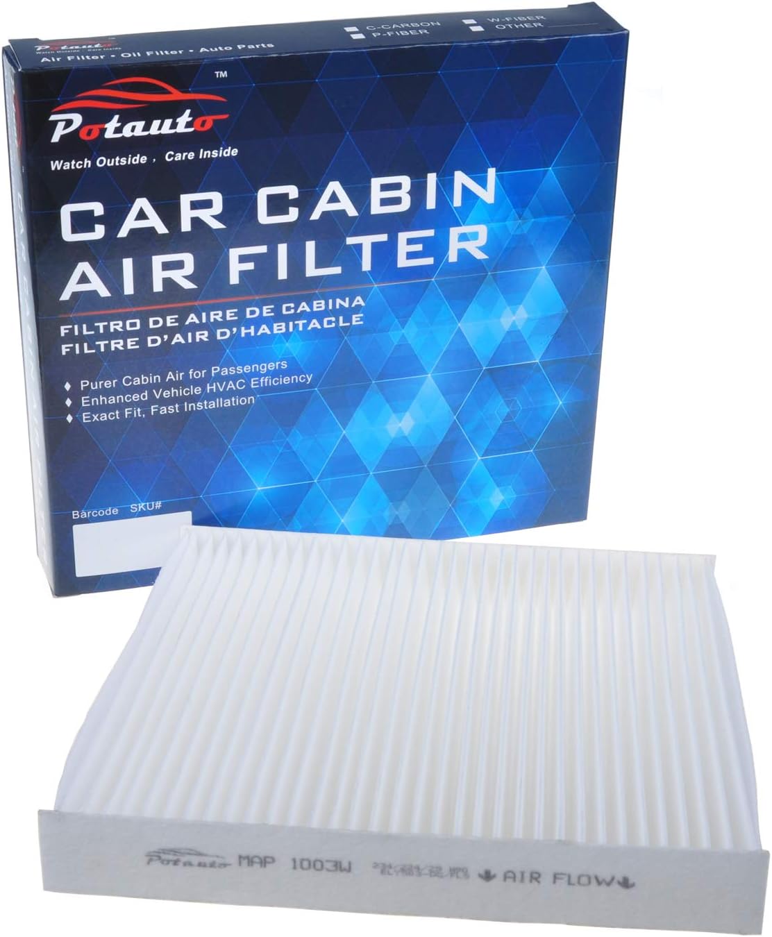 POTAUTO MAP 1003W (CF10134) Replacement High Performance Car Cabin Air Filter for ACURA, CSX, ILX, RL, RLX, TL, TSX, ZDX, MDX, RDX, HONDA, Accord, Civic, Crosstour, CR-V, Odyssey, Pilot, Ridgeline
